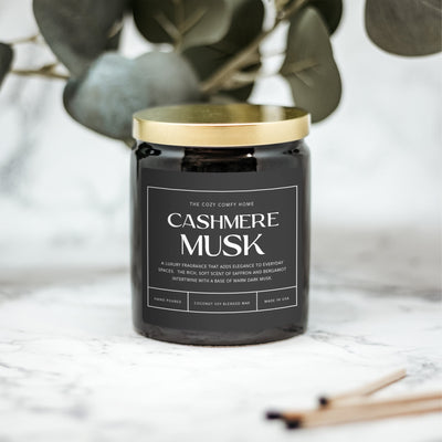 Cashmere Musk hand poured candle, Scented Nontoxic Vegan Candle, 8 oz coconut soy wax tin candle, Black or White Ceramic Candle, Jar Candle