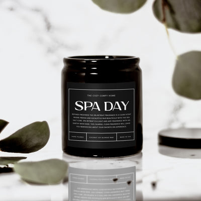 Spa Day hand poured candle, Scented Nontoxic Vegan Candle, 8 oz coconut soy wax candle, Black or White ceramic jar, Wholesale Available