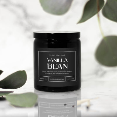 Vanilla Bean hand poured candle, Scented Nontoxic Candle, 8 oz coconut soy wax candle, Black or White ceramic jar, Wholesale Available